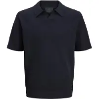 Jack & Jones polo met v-hals donkerblauw korte mouw