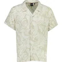 BOSS Overhemd BOSS Black beige Beach lijn bladeren print wijde fit