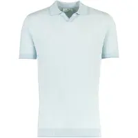 Thomas Maine Poloshirt v-hals lichtblauw gebreid
