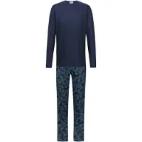 Mey Pyjama lang 'Dark Leaves' smoky blue / royal blue/koningsblauw / donkerblauw