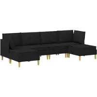 vidaXL Modulaire bankset met opslag 6 st Zwart Stof