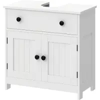 HOMCOM wastafelonderkast met soft-close scharnieren, lade, wit