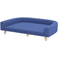PawHut Pet Sofa-Polyester, Grenenhout-98L x 67B x 25H cm-Blauw