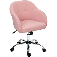 HOMCOM Bureaustoel Polyester, Kunstleer 56L x 61B x 76-86H cm Roze
