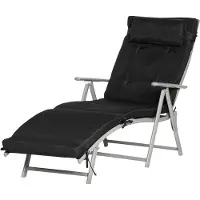 Outsunny Zonnestoel Strandstoel 7-staps verstelbare opvouwbare Metal Black