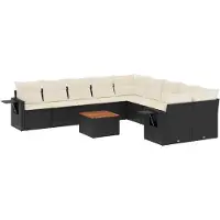 vidaXL 11-delige Loungeset met kussens poly rattan zwart