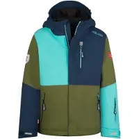 TROLLKIDS Outdoorjas 'Hallingdal' navy / turquoise / olijfgroen