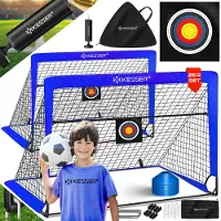 Kesser Voetbaldoel Pop-up Set van 2 - Voetbaldoeltjes voor Kinderen met Glasvezelstangen, Binnen en Buiten, incl. Pionnen en Draagtas - Blauw
