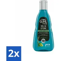 Guhl 2 x - Shampoo - Men Vol & Sterk - 250 ml - Haarversterkend Shampoo - Volume Shampoo - Shampoo Voor Mannen - Dunner Wordend Haar - Cafeïne Shampoo