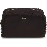 BOSS Pouch van imitatiesuède met goudkleurige logoletters