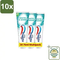 Aquafresh 10 x White & Shine Tandpasta - Voordeelverpakking - 3 tubes - Grootverpakking - Witte Tanden - Tandpasta - Tanden Witschijnen - Glansgeven - Tanden Reinigen