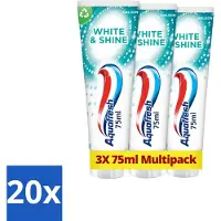 Aquafresh 20 x White & Shine Tandpasta - Voordeelverpakking - 3 tubes - Witte Tanden - Tandpasta - Tanden Witschijnen - Glansgeven - Tanden Reinigen