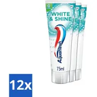 Aquafresh 12 x White & Shine Tandpasta - Voordeelverpakking - 3 tubes - Tandpasta - Wittere Tanden - Glans - Microparels - Mondverzorging