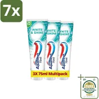Aquafresh 7 x White & Shine Tandpasta - Voordeelverpakking - 3 tubes - Grootverpakking - Witte Tanden - Tandpasta - Tanden Witschijnen - Glansgeven - Tanden Reinigen