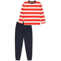 Schiesser Nachtkledij ' Nightwear ' donkerblauw / oranje / wit