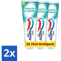 Aquafresh 2 x White & Shine Tandpasta - Voordeelverpakking - 3 tubes - Tandpasta - Wittere Tanden - Glans - Microparels - Mondverzorging