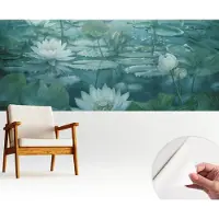 Wallfluent Zelfklevend Behang - Waterbloemen Zelfklevend fotobehang - 250x104 cm - Zwart-wit Zelfklevend Behang - Herpositioneerbaar - Voor de slaapkamer, woonkamer en hal Zelfklevend Behang