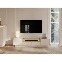 Vente-unique Tv-meubel met 2 deuren, 2 lades en 1 nis met leds - Beige en licht naturel - ALIVENTO