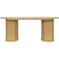 OKWISH Eettafel "" met uitschuifbaar tafelblad, keukentafel met verborgen opbergruimte en metalen handgrepen, geschikt voor woonkamer of keuken, natuurlijke stijl
