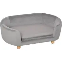 PawHut Hondenmand D04-167GY, fluweel, met beukenpoten, grijs, 86 x 55 x 33 cm - B