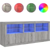 vidaXL Dressoir met LED-verlichting 162x37x67 cm grijs sonoma