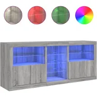 vidaXL Dressoir met LED-verlichting, grijs Sonoma, 181,5 x 37 x 67 cm