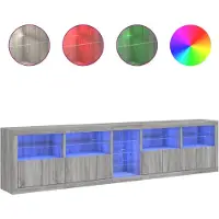 vidaXL Dressoir met LED-verlichting 283x37x67 cm grijs sonoma eiken