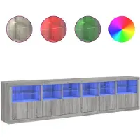 vidaXL Dressoir met LED-verlichting 283x37x67 cm grijs sonoma eiken