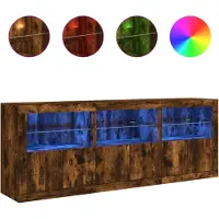 vidaXL Dressoir met LED-verlichting 181,5x37x67 cm gerookt eikenkleur