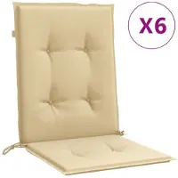 vidaXL Stoelkussens 6 st lage rug 100x50x4 cm stof gemêleerd beige