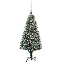 vidaXL Kunstkerstboom met LED en kerstballen en dennenappels 180 cm