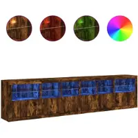 vidaXL Dressoir met LED-verlichting, gerookt eikenhout, 283x37x67 cm