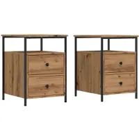 vidaXL Nachtkastjes 2 st 44x45x60cm bewerkt hout artisanaal eikenkleur