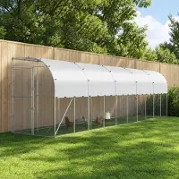 vidaXL Kippenhok Tegen de Muur zilver 600 x 150 x 215 cm