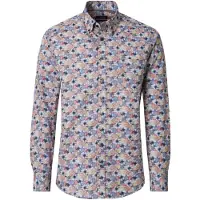 Casa Moda Overhemd Casual Fit blauw rood planten print