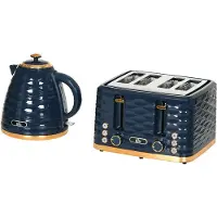 HOMCOM Waterkoker en Broodrooster Set Kunststof, staal 24,1L x 19,5B x 23,2H cm Blauw