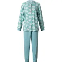 Lunatex interlock dames pyjama lange mouwen - Hartjes - Turquoise / M