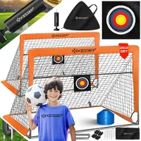 Kesser Voetbaldoel Pop-up Set van 2 - Voetbaldoeltjes voor Kinderen met Glasvezelstangen, Binnen en Buiten, incl. Pionnen en Draagtas - Oranje