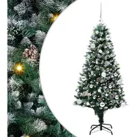 vidaXL Kunstkerstboom Groen 150 cm PVC en Staal en Kunststof