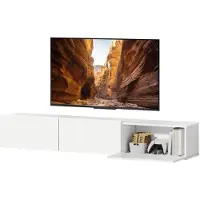HOMCOM TV-kast, wandmontage, 180 cm, geschikt voor televisies tot 82 inch, wit