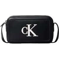 Calvin Klein Schoudertas 'Contrast Monogram Camera' zwart / wit