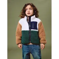Name It Mini Fleece jas 'NMMMACEY' lichtbeige / bruin / groen