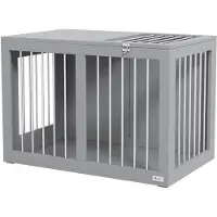 PawHut hondenkooi, huisdierenkooi, hondenhut, hondenbox, hondenverblijf, grijs