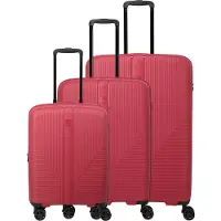 Travelite Air Stripe 4 wielen Kofferset 3-delig met uitbreidingsplooi rood