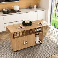 MODFU Opklapbare eettafel 110x70 cm met 3-in-1 functie, rechthoekige keukentafel, eettafel met 5 opbergvakken en 5 wielen, mobiele multifunctionele tafel, eikenhout