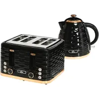 HOMCOM -Kocher-Toaster-Set-Kunststoff, Stahl-24,1L x 19,5B x 23,2H cm-Schwarz