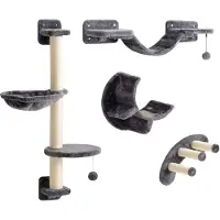 PawHut Klimmuur voor katten, 4-delig. Klimmuurset voor katten met hangmat