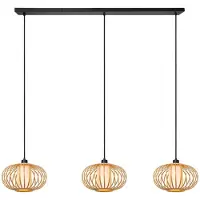 Lucide THULINE - Hanglamp - 3xE27 - Lichte houtlook - Essential - Japandi
