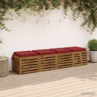 vidaXL Zitkussens SOEST 4 st 100% Polyester Wijnrood 40 x 40 x 7 cm