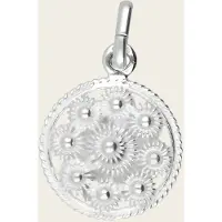 MOOYE ® - Collectie Zilveren Goese platte knop knoop 14 mm. ketting hanger